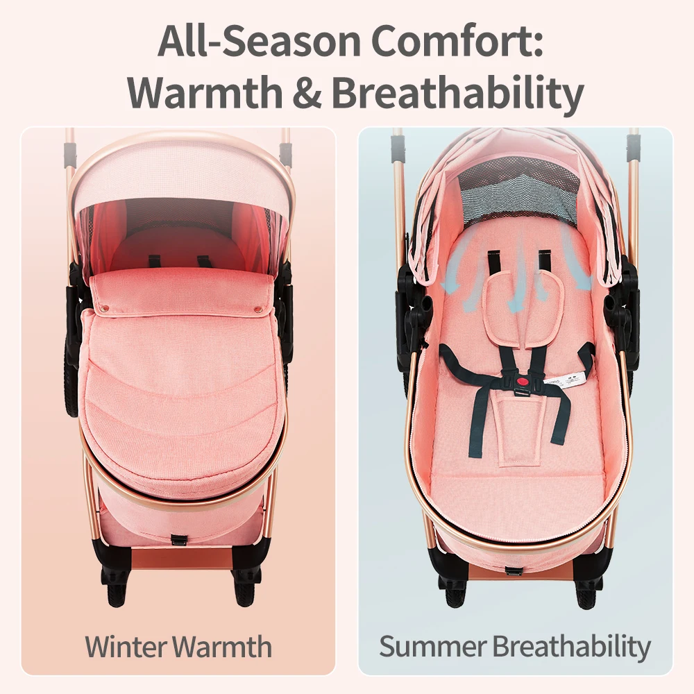 B.CHILDHOOD Kinderwagen 3-in-1, Kombinationskinderwagen, Reisesysteme, Buggy mit umkehrbarem Zwei-Wege-Druck mit Muttertasche, Regenschutz, Fußsack – Detail 7