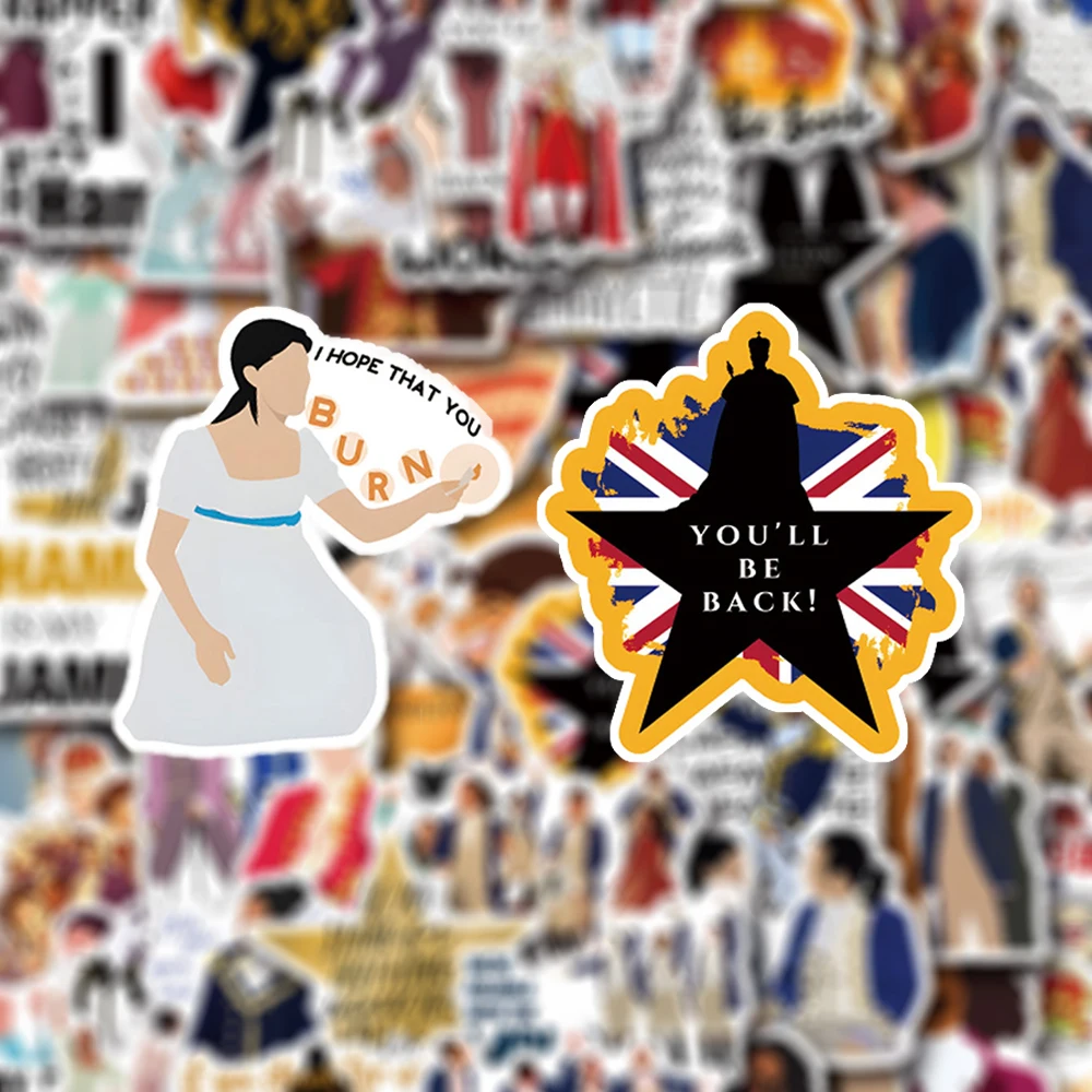 

10/30/55pcs Hamilton Cartoon Stickers Vintage Musical Graffiti Decals DIY Laptop Notebook Scrapbooking Phone Sticker Decoration