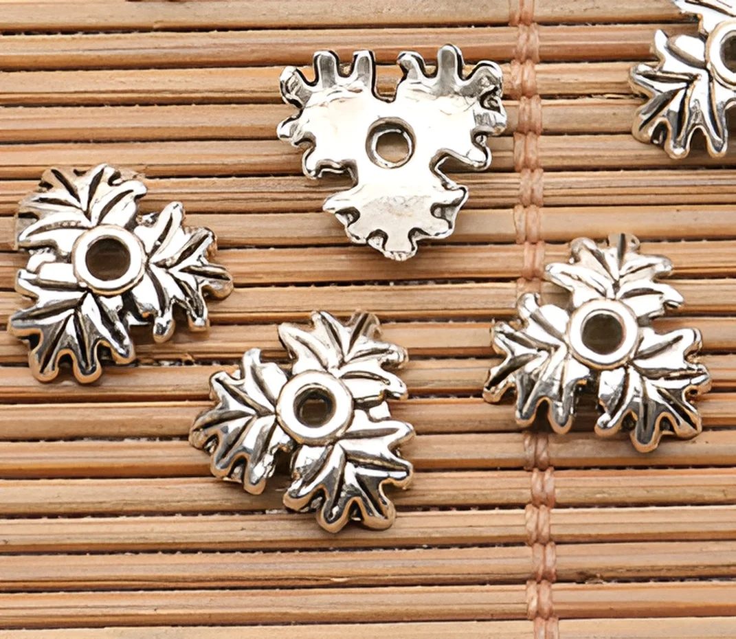 

50pcs 10mm Alloy matel tibetan silver 3 leaves bead caps HWH0892