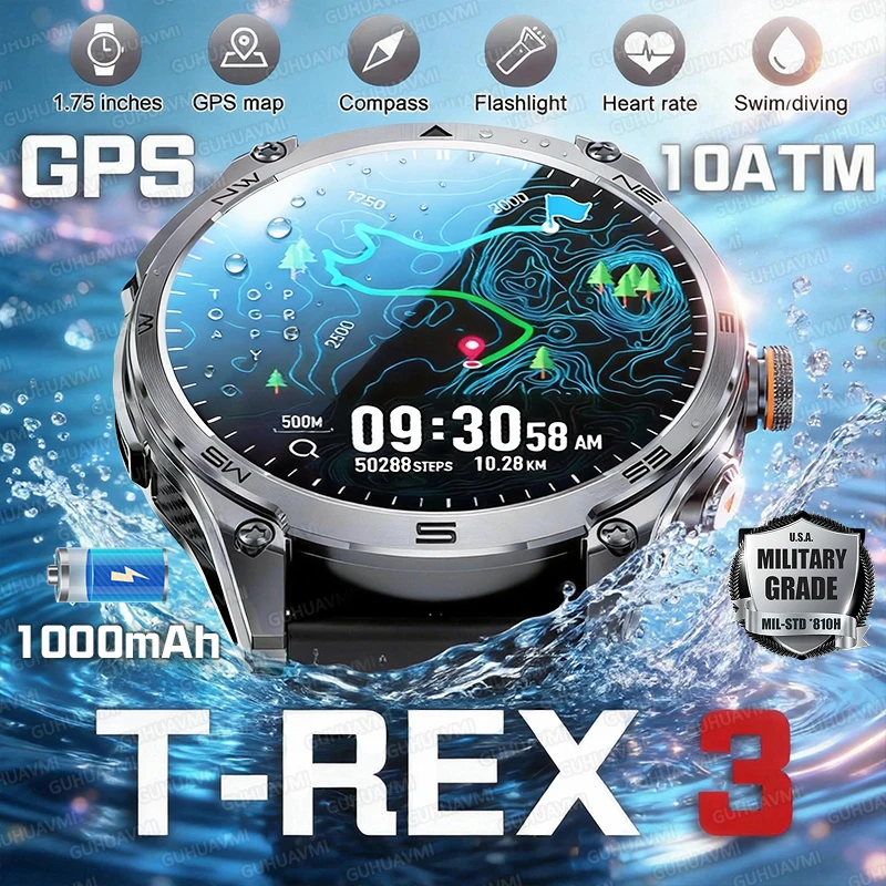 

Новые смарт-часы 2026 года для активного отдыха с GPS, AMOLED HD-экраном, водонепроницаемостью 10ATM, Bluetooth-звонками и аккумулятором 1000 мАч – долговечные смарт-часы для мужчин