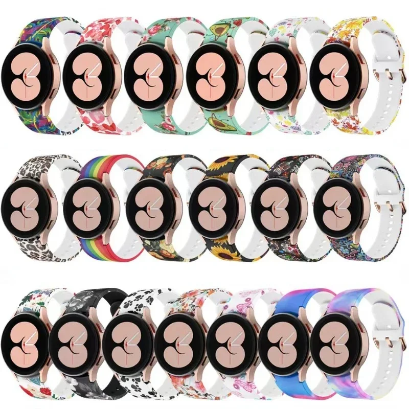 Silicone Strap For Samsung Galaxy 4/5/6/7 40mm 44mm 6/4 Classic 43mm 47mm Colorful Pattern Bracelet Band Watch 5 Pro 45mm Correa