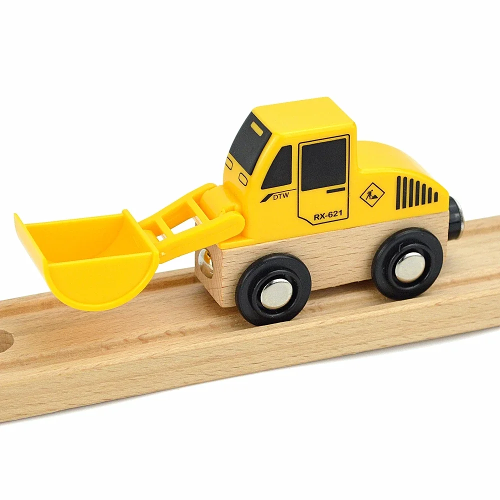 Wooden Magnetic Train Car Locomotive Fire Truck Crane Ambulance Wood Railway Accessories Toy For Kids Gift Fit Wood Biro Tracks