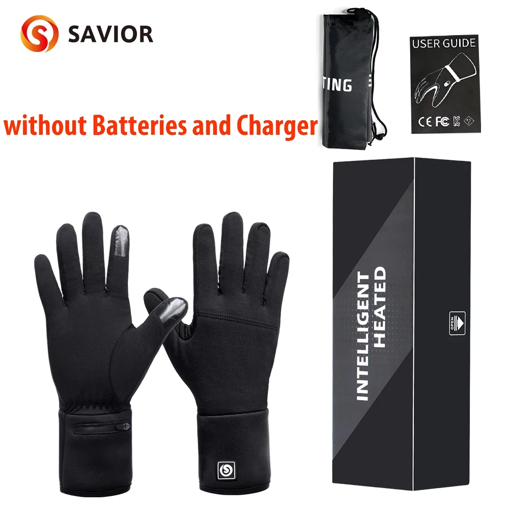 Savior Heat SAVIOR Winter-Thermo-Heizhandschuhe für Erwachsene, wiederaufladbarer Akku, Ziegenleder, winddicht, warm, Hand-Skihandschuhe, 3 Gänge 3