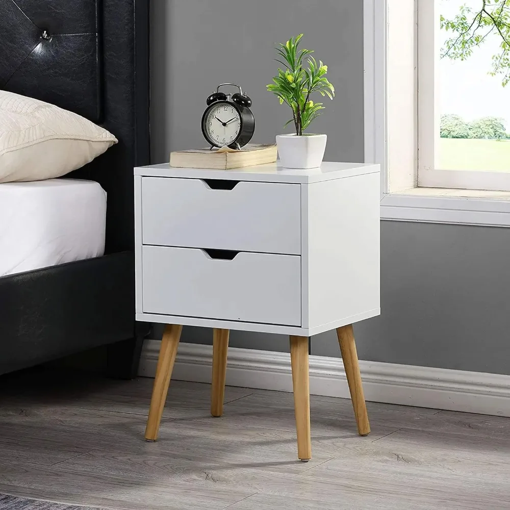 End Side Table Nightstand with Storage Drawer -Fashion Modern Assemble Storage Cabinet Bedroom Bedside -Solid image 2