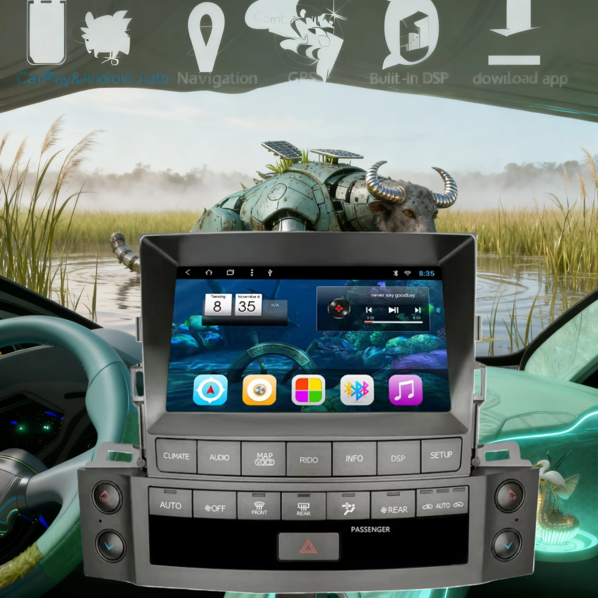 

9 "CarPlay Auto Android 14 автомобильный радиоприемник для Lexus LX570 2007 2008 2009 2010 2011-2015 экран мультимедийный стереоплеер GPS головное устройство