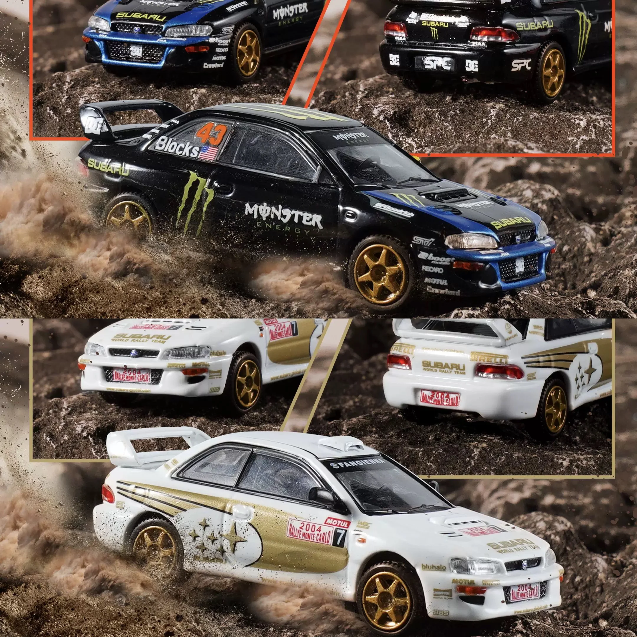 Diecast 1:64 Scale Fine Works Subaru WRC Rally Champion Racing Car Model Collectible Toy Gift Souvenir Display Ornament