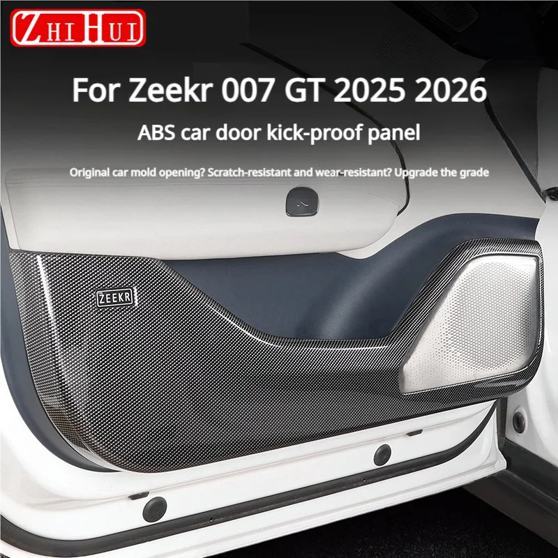 For Zeekr 007 GT 2025 2026 Car Styling Door Kick Guard Carbon Fiber Pattern Protective Pads Interior Modification Accessories