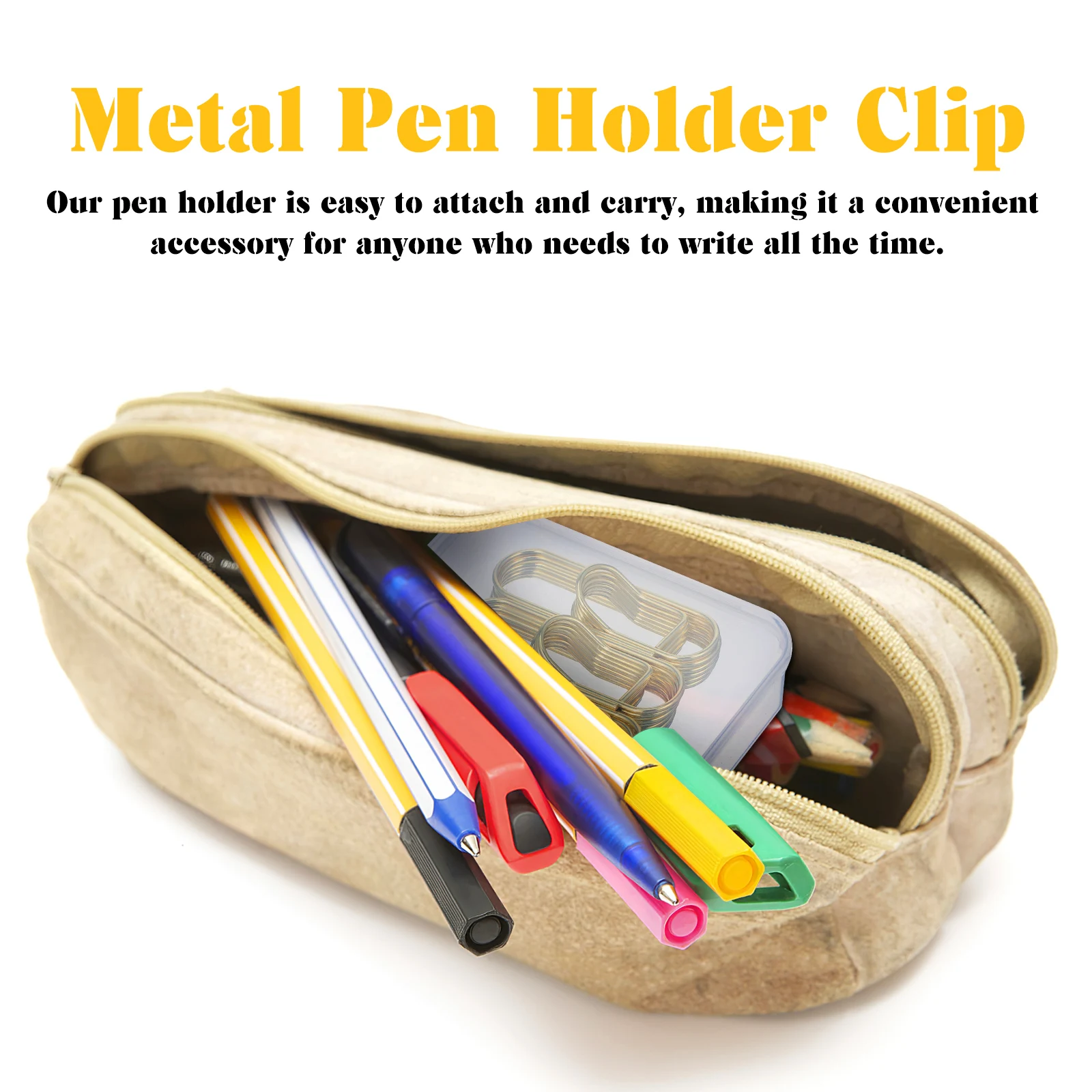 

20 Pcs Metal Pen Clip Paper Clips Pencil Holders Note Book Boxed Organizer Decorative Office