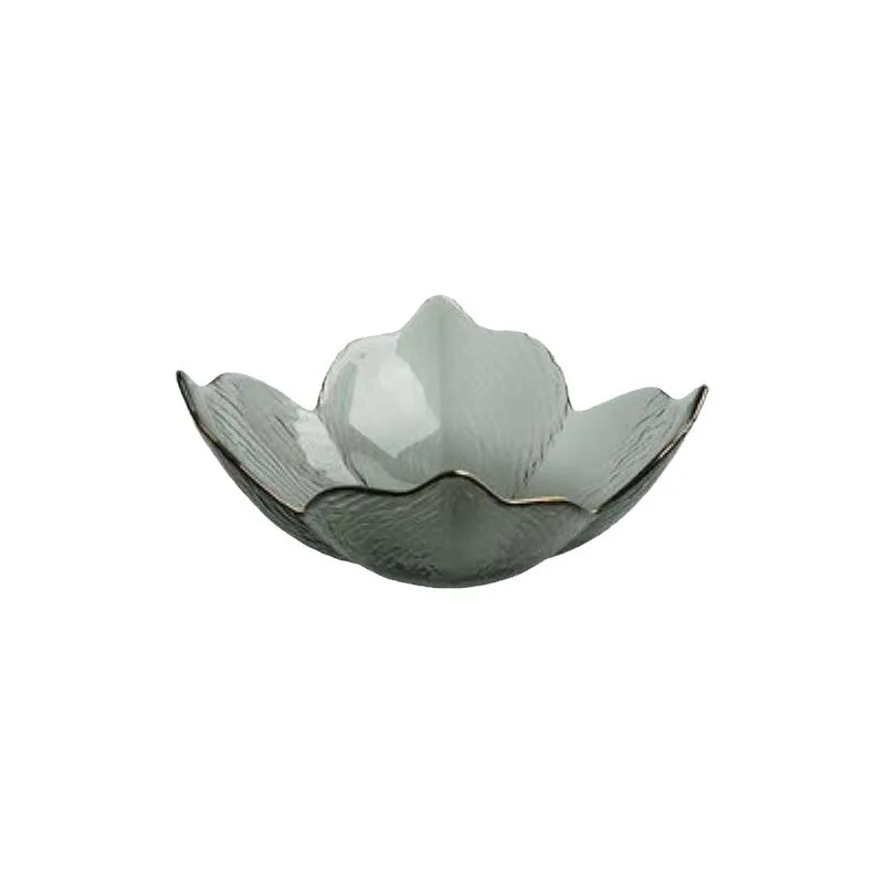 XCX 2PCS Golden-Edged Petal Glass Salad Bowls and Plates Wholesale Home Fruit Plate Creative Dessert Bowls 6