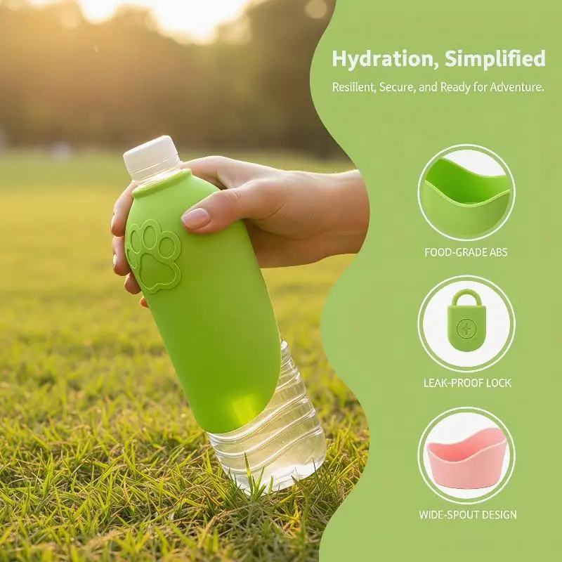 Portable Collapsible Pet Water Bowl Food Grade Silicone Leakproof Dog Water Dispenser Cup for Daily Walks Travel