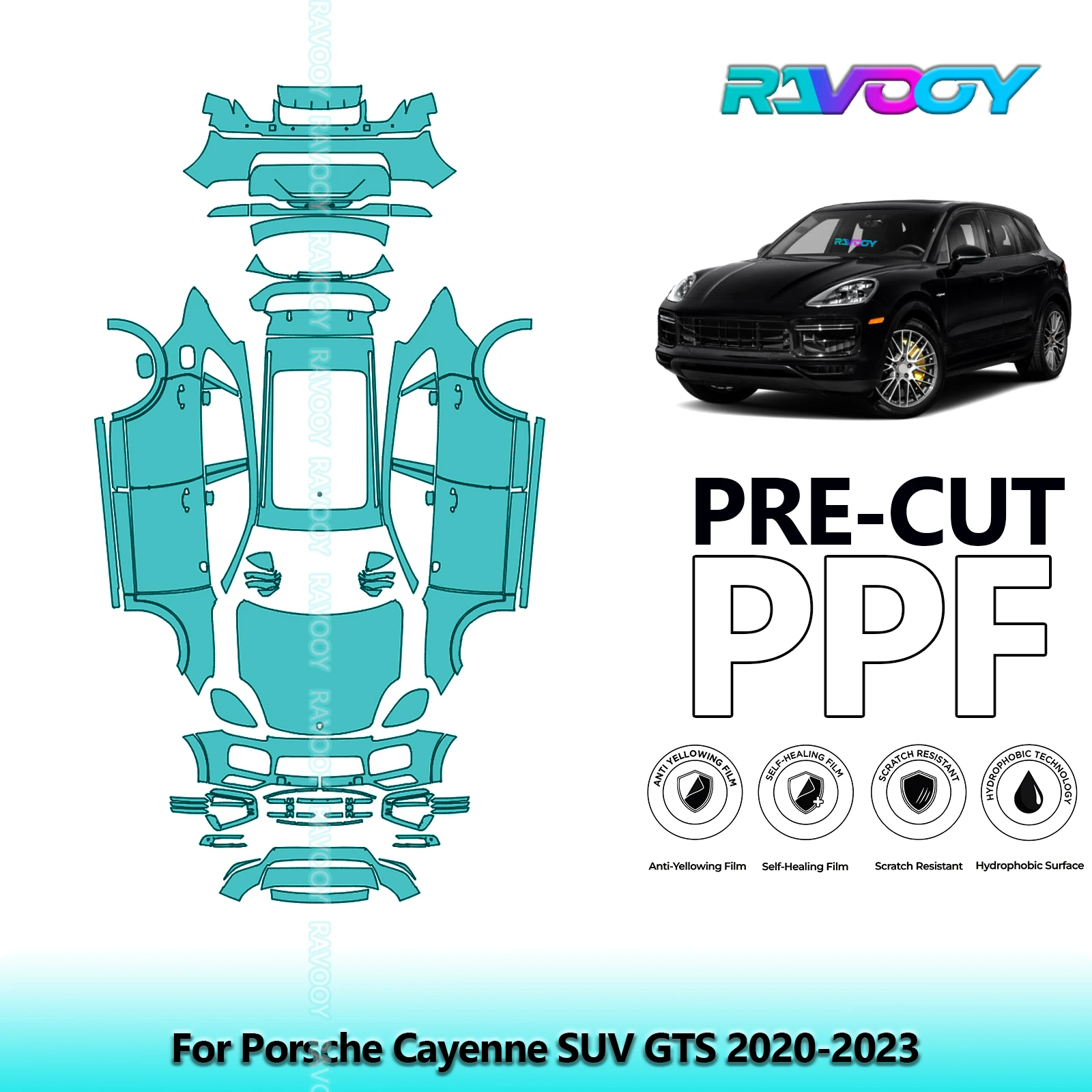 

Full Vehicle Clear Bra For Porsche Cayenne SUV GTS 2020-2023 8.5Mil Precut PPF Paint Protection Film