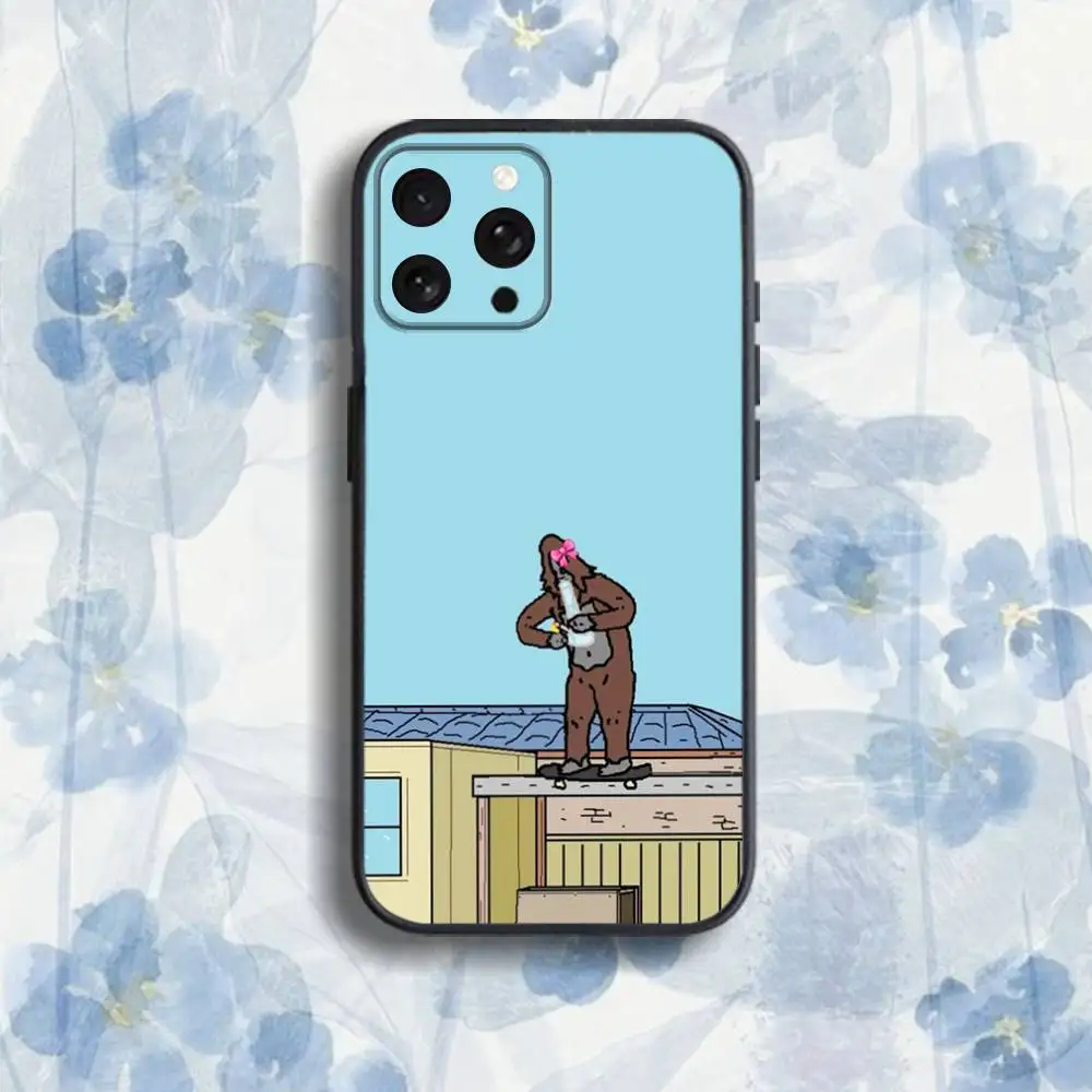 Sassy The S-Sasquatch telefoonhoesje voor iPhone 17,16,15,14,13,12,Pro,Max,Plus,E,SE4,Air,Mini zwarte softbox