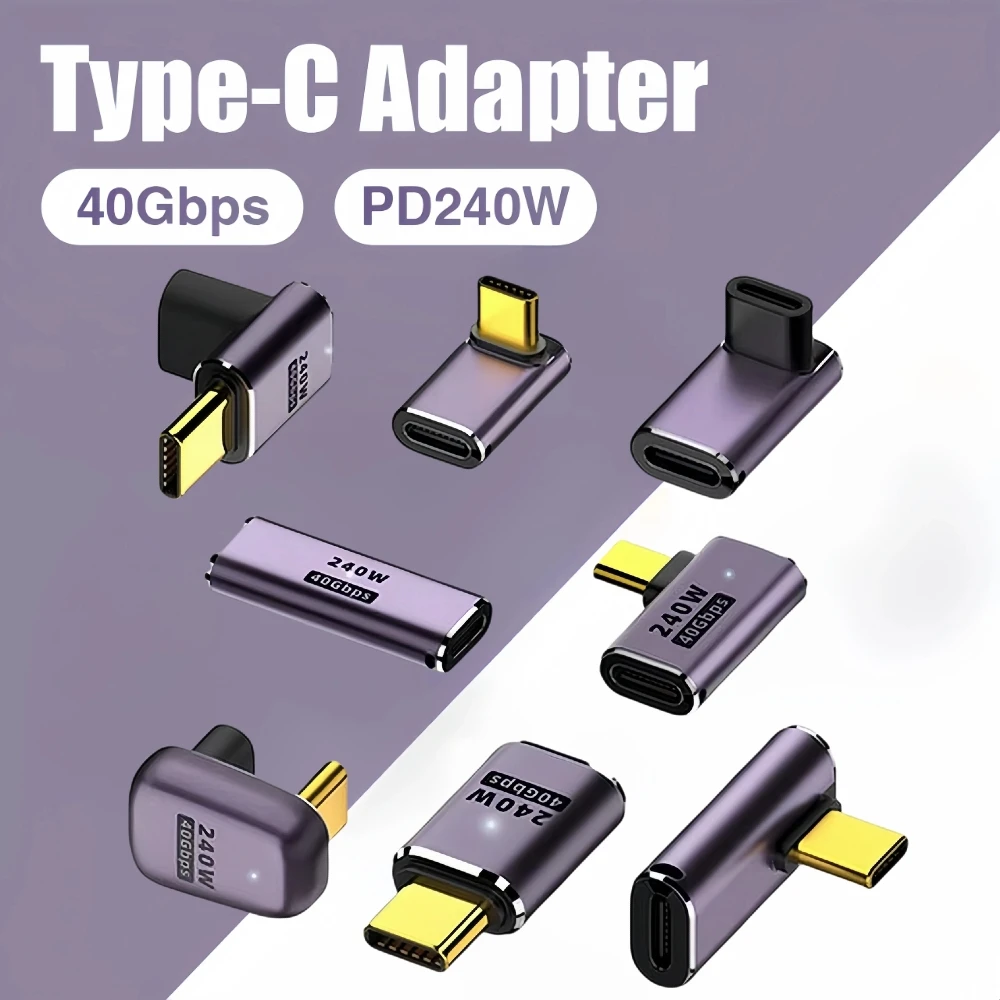 5A 240W USB4 OTG Type C To C Thunderbolt 4 Extension Cable Adapter L Style Male To Female To Female For Phone Laptop PC 40Gbps