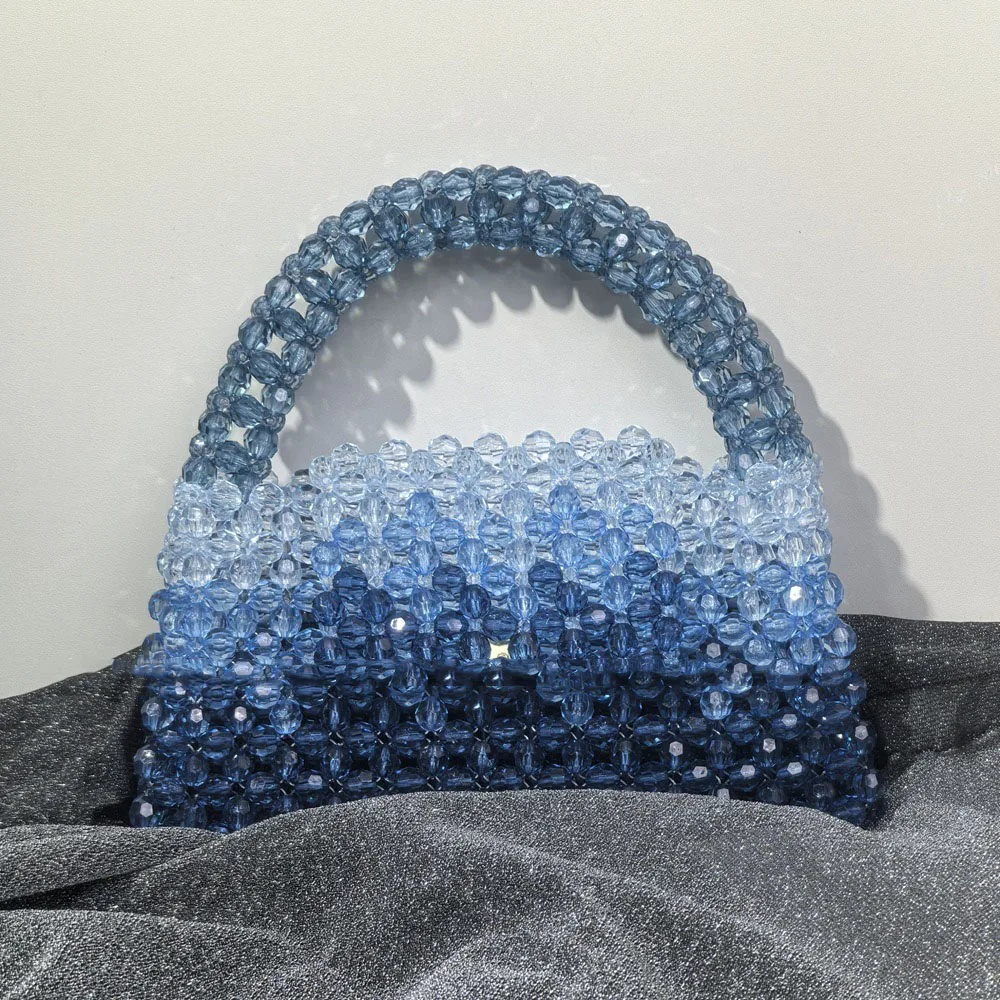 Handmade Beaded Bag For Women Luxury Exquisite Hollow-out Woven Bead Mini Handbag