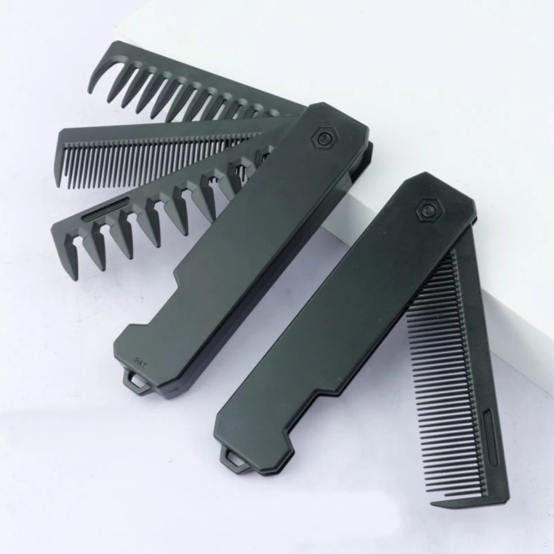 Professional 3 in 1 Pocket Folding Combs Wide Tooth Oil Head Comb Beard Combing Barber Hair Clipper Comb Salon Hair Styling Tool