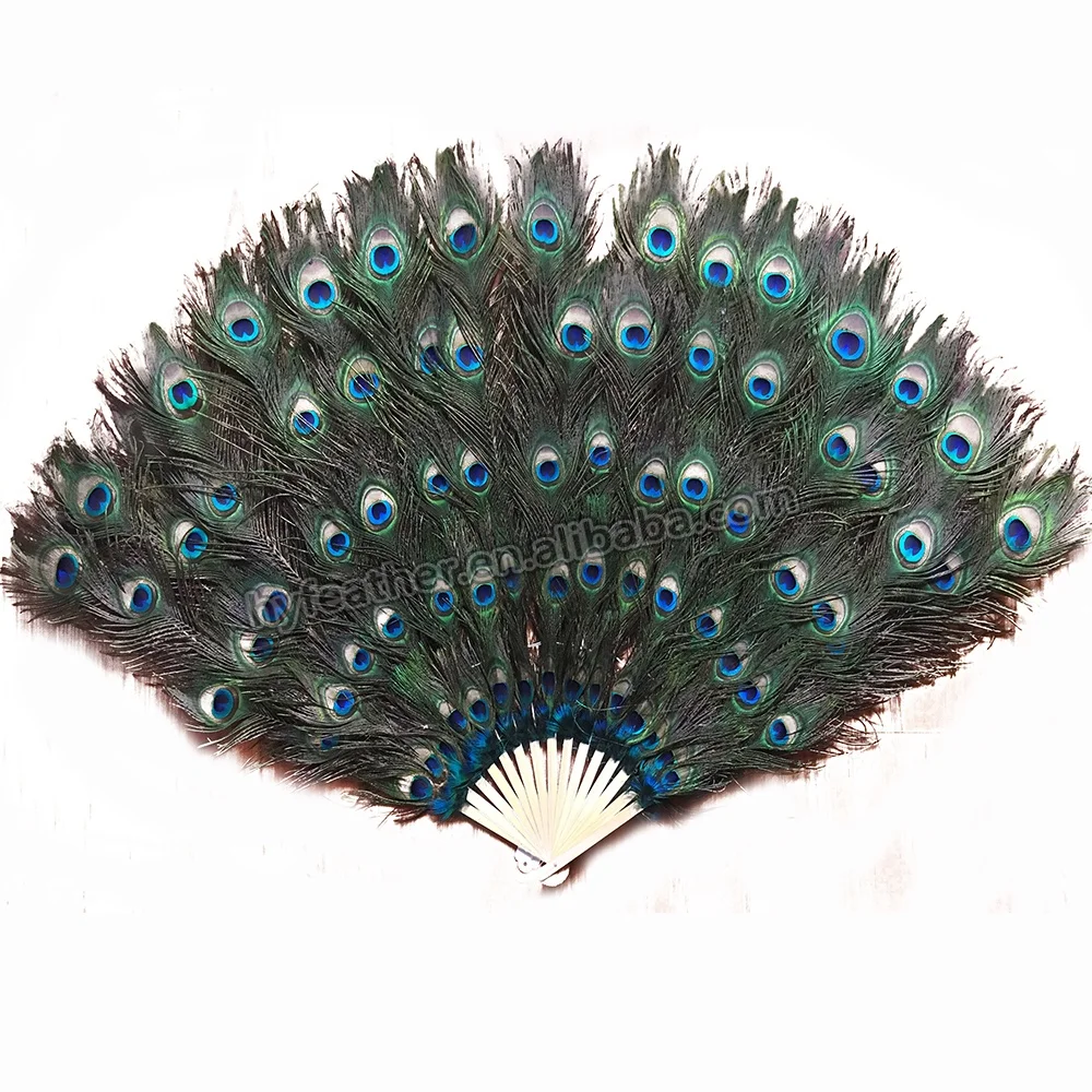 wholesale Peacock Feather Held Hand Fan for Women Costume Show Tea Party Holiday Supply Dance Bridal Wedding Decor  Accessory