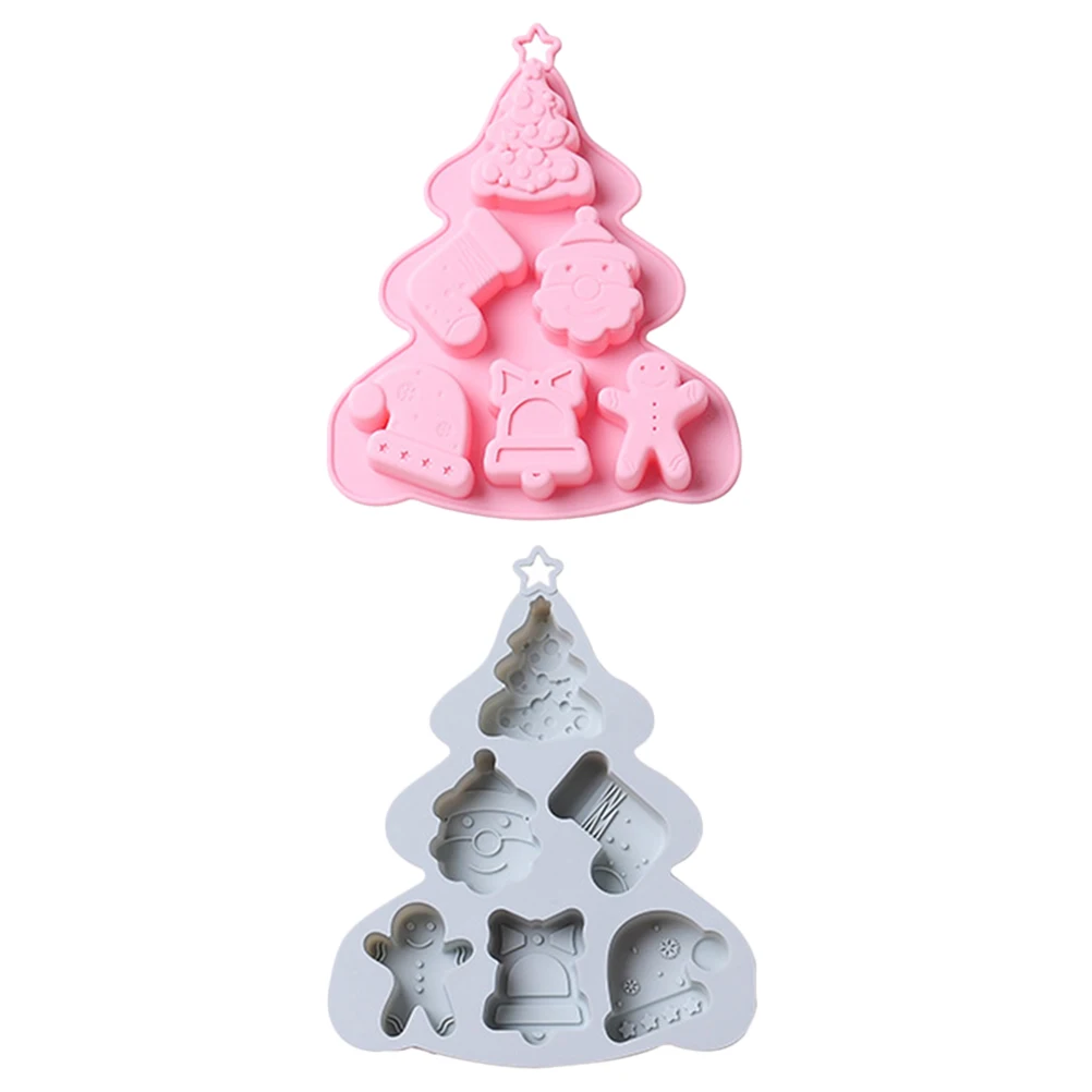 Molde de silicona para pastel, 6 cavidades, diseño de árbol de Navidad, bricolaje, hornear, Mousse, Chocolate, caramelo, jabón, bandeja artesanal, antiadherente 3D, fácil, 2 uds.