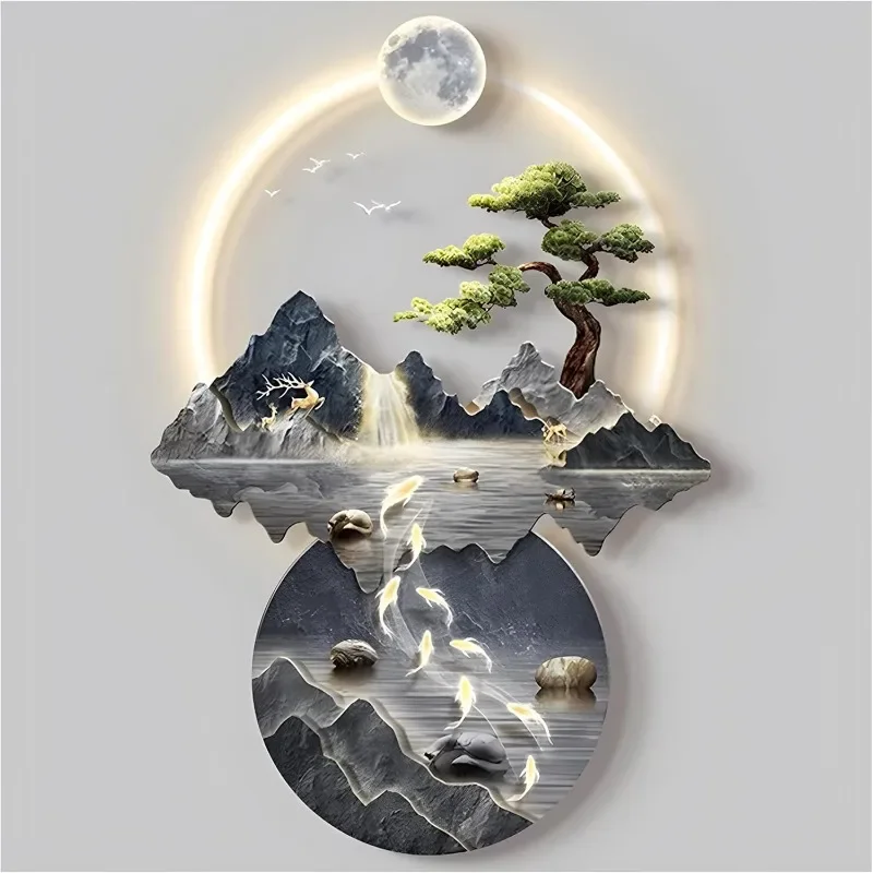 

Great deal.3D Wall Art Decor with LED Light, 31.5×25.6" Large Metal Wall Art Sculpture Modern Home Decor Artwork Hanging Paintin