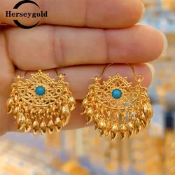 Kurdish Small Hoop Dangle Earring for Girls Gold Plated Tassel Drop Earring Middle East Wedding Jewelry Pendientes Mujer