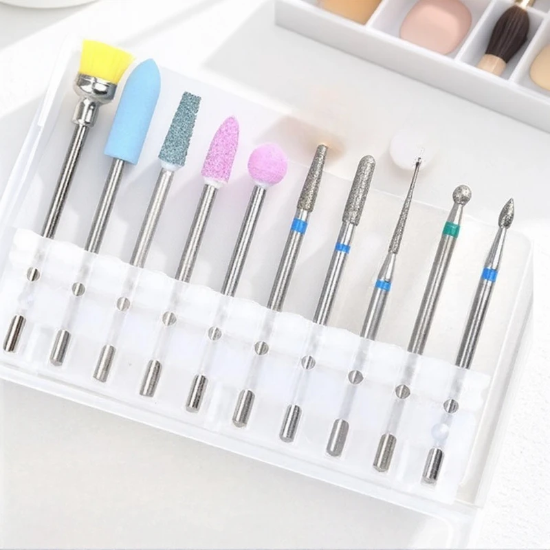 10-delige elektrische nagelboren set professionele manicure gereedschap gel polijstscharen voor nail art en acrylnagels