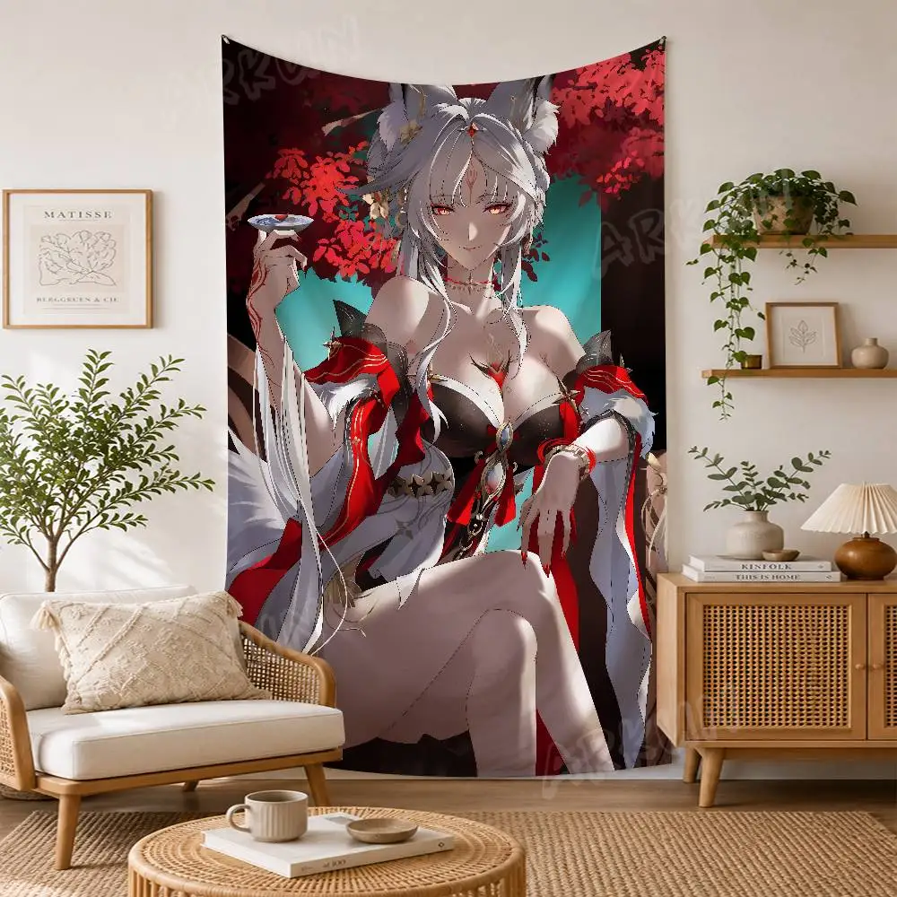 Hot Anime Girl Hsin Wuthering Waves Game Tapestry Of The Cute Wall Decoration Bedroom Game Room Study Secondary Modern Style