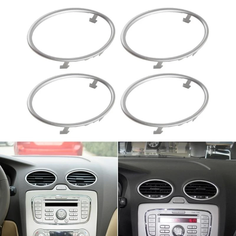 

R9CC Elevates Car Interior Styling Aesthetics with 4Pcs Vent Outlet Decoration Circle Rings Sticker for Automotive Air Outlet