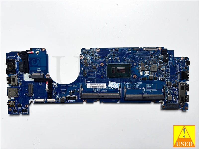 

Laptop Motherboard Used for Dell 7490 E7490 0WR8M1 SR3W0 I3-8130U GM LA-F322P Fully Tested 100% Work