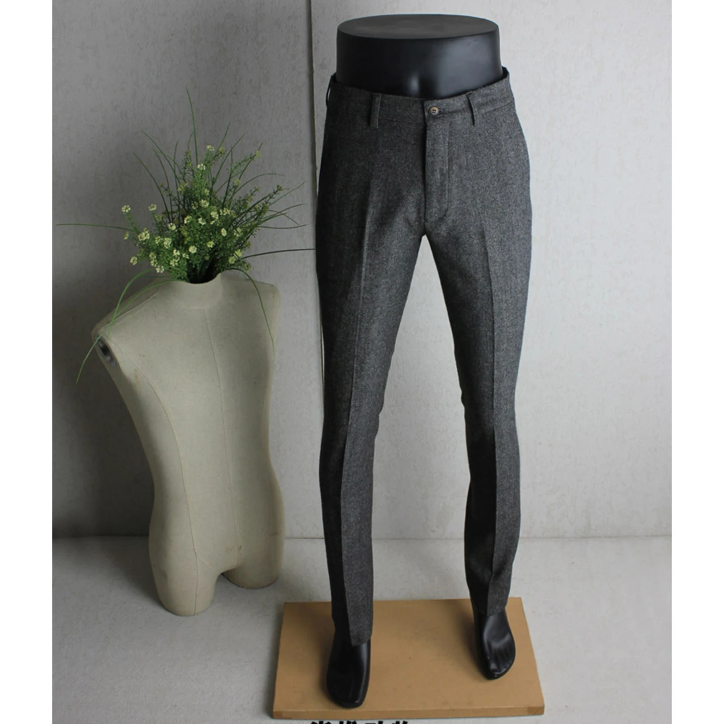 Autumn and Winter New Herringbone Woolen Trousers, Business Casual Trousers, Men's Trousers, Dark Gray Commuting Versatile Trousers