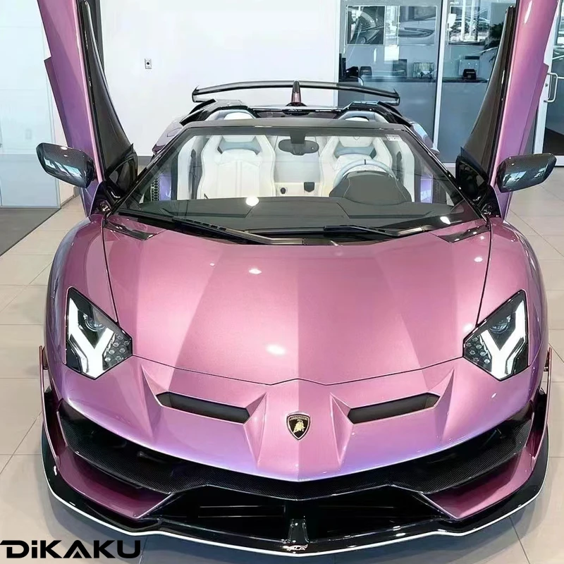 Highest quality PET Gloss Paint Metallic Pink  Vinyl Wrap For Vehicle And Motorcycle High Gloss With Air Free Bubble(PET Liner)