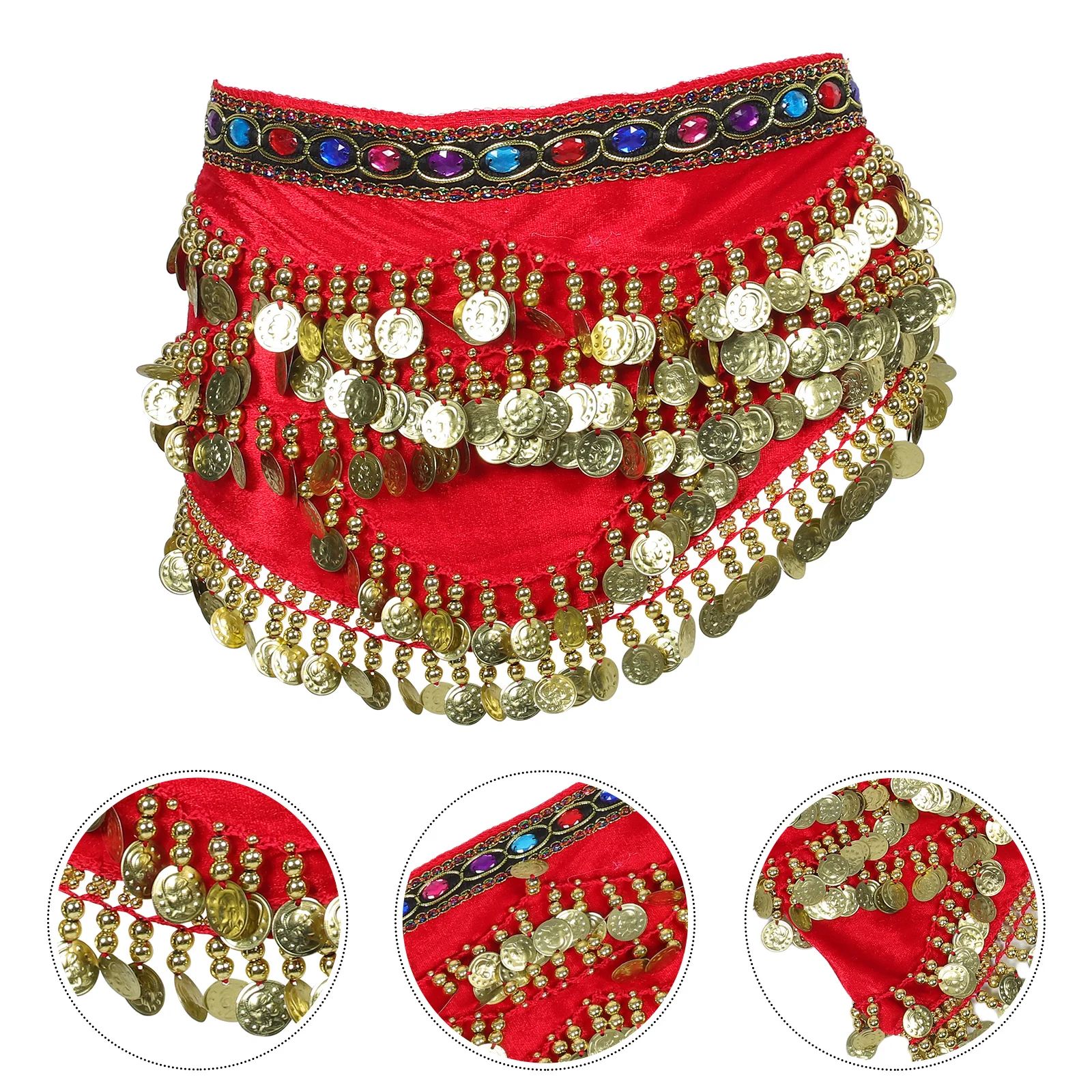 

Belly Dancing Hip Scarf Multi-Layer Metallic Coin Belt Waist Chain for Women Boho Belly Dance Accessories Stage Performance