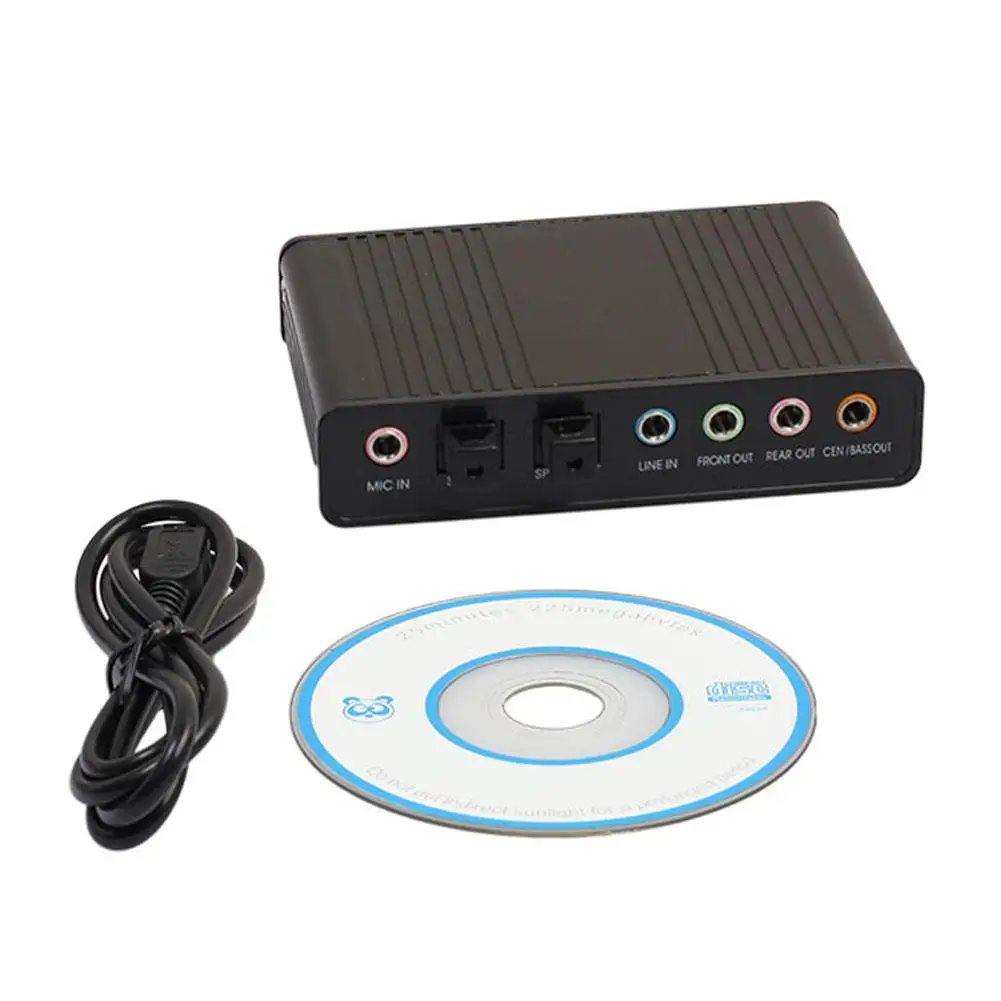 USB 6 Channel 5.1 External Optical Audio Sound Card for Notebook PC Compatible with Win98SE/ME/2000/XP/7/Mac OS9.1