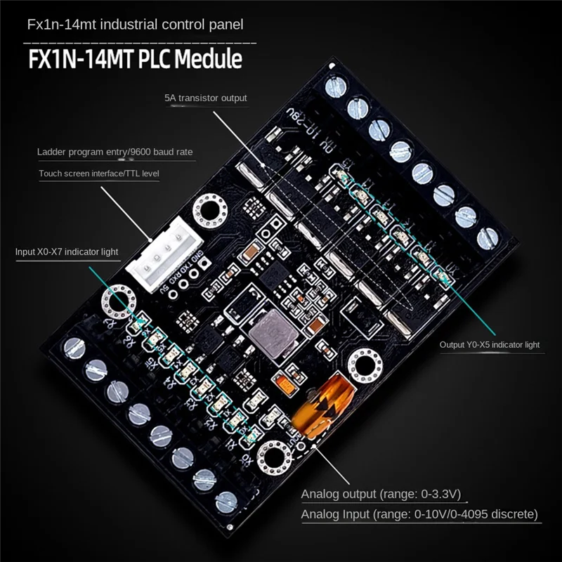 FX1N-14MT PLC Industrial Control Board+Case PLC Module Analog Input / Output with Guide Rail Delay Relay Module