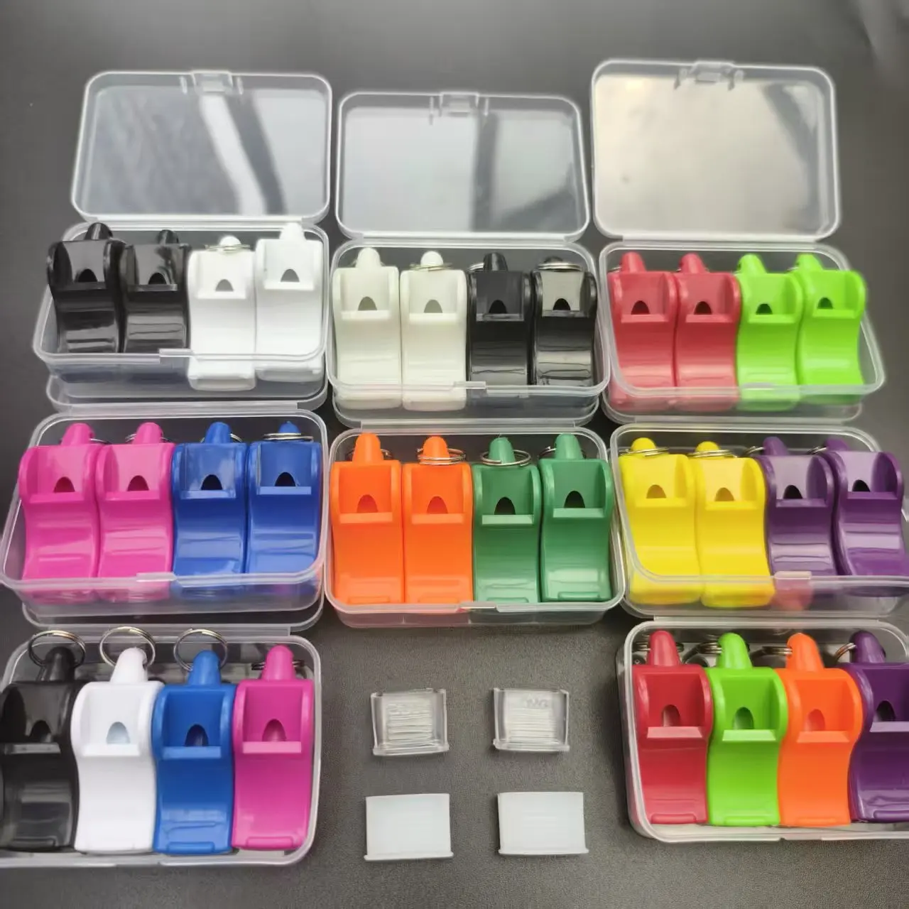4pcs Classic Referee Whistle Set, Multi-Color Safety Sports Whistle with Storage Box