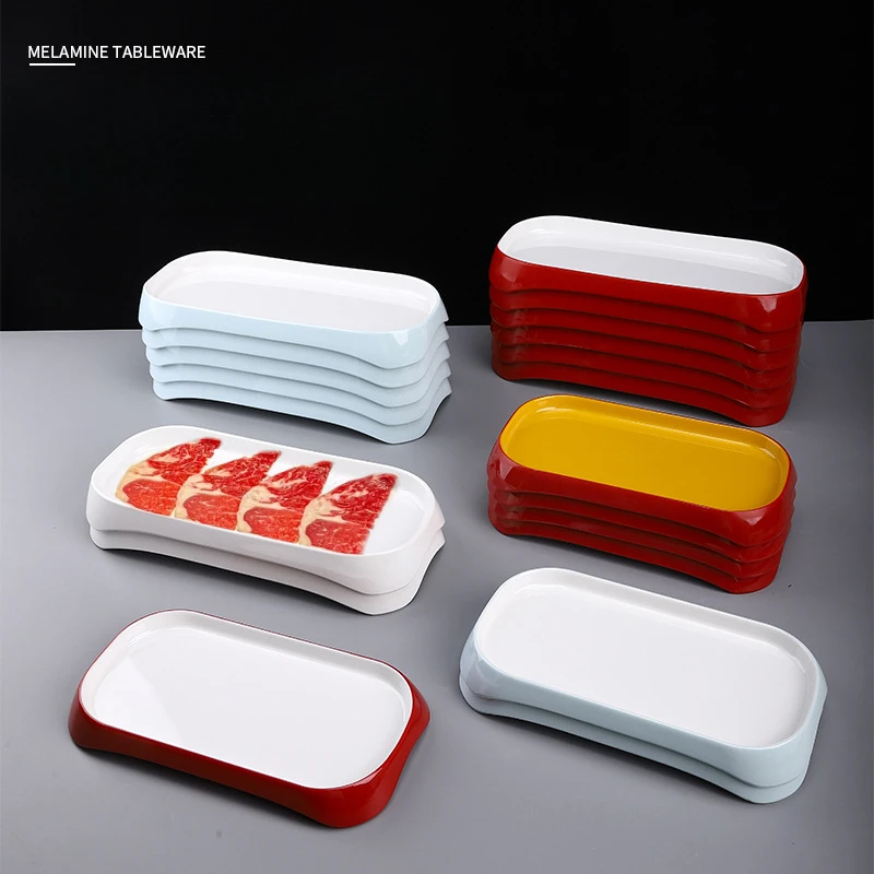 1 Pc Melamine Creative Bicolor Barbecue Plate Restaurant Commercial Plate Tableware