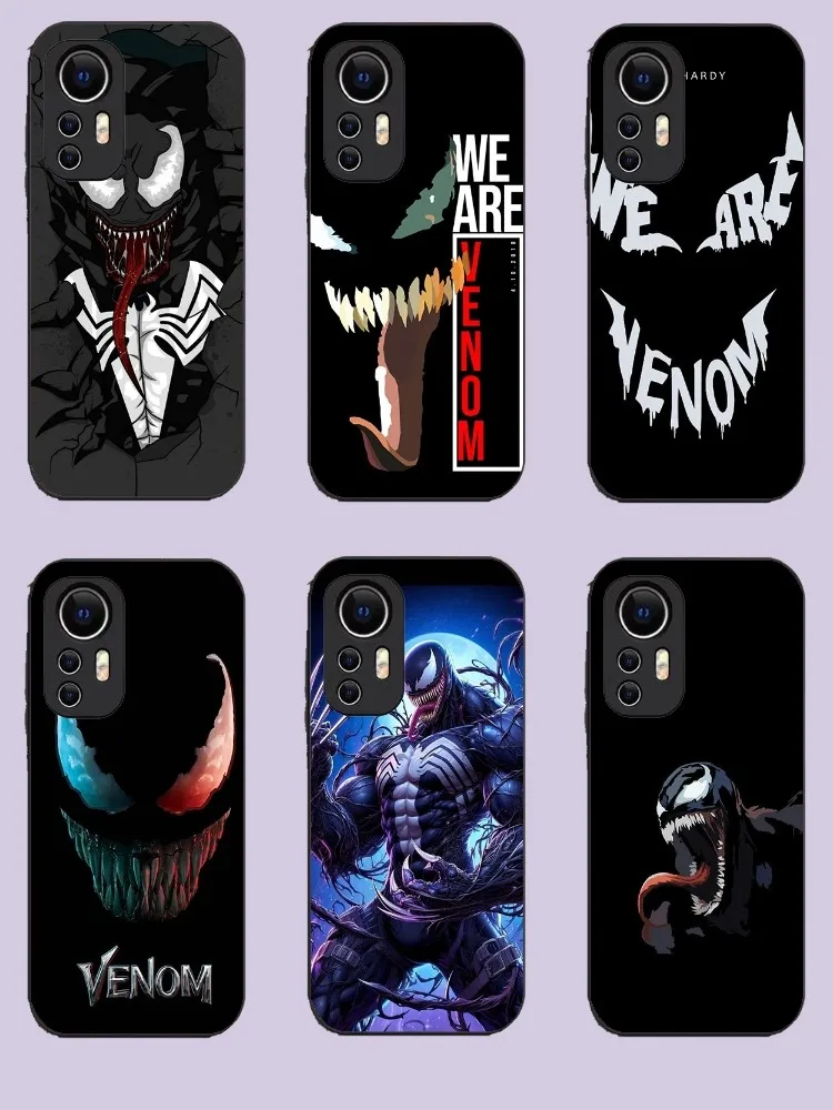 M-Marvel Superhero V-Venom Phone Case For Xiaomi 11 Redmi Note 11 5G 8T 9A 9 10T Note8Pro Note9 12SUltra Black Case