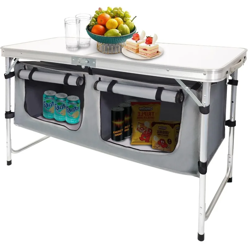 

Lightweight Height Adjustable with Storage Organizer for BBQ, Party, Camping