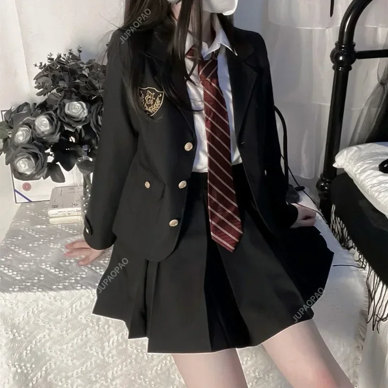 Studente giapponese ins JK Uniforme scolastica Moda coreana Dolce Blazer Scuola Ragazze Uniforme Sexy Kawaii Mini Gonna a pieghe Uniforme