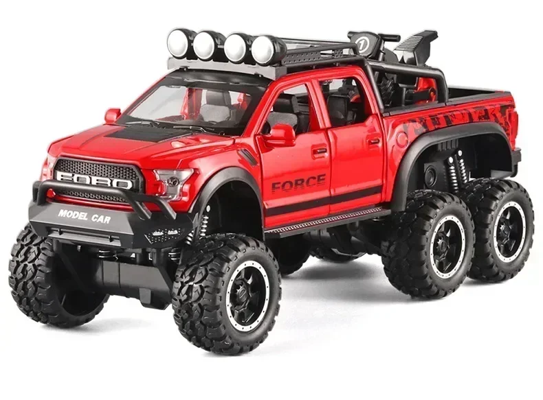 1:28 Ford Raptor F150 pickup car High Simulation alloy Diecasts Metal car model big foot truck sound and light toys Gift
