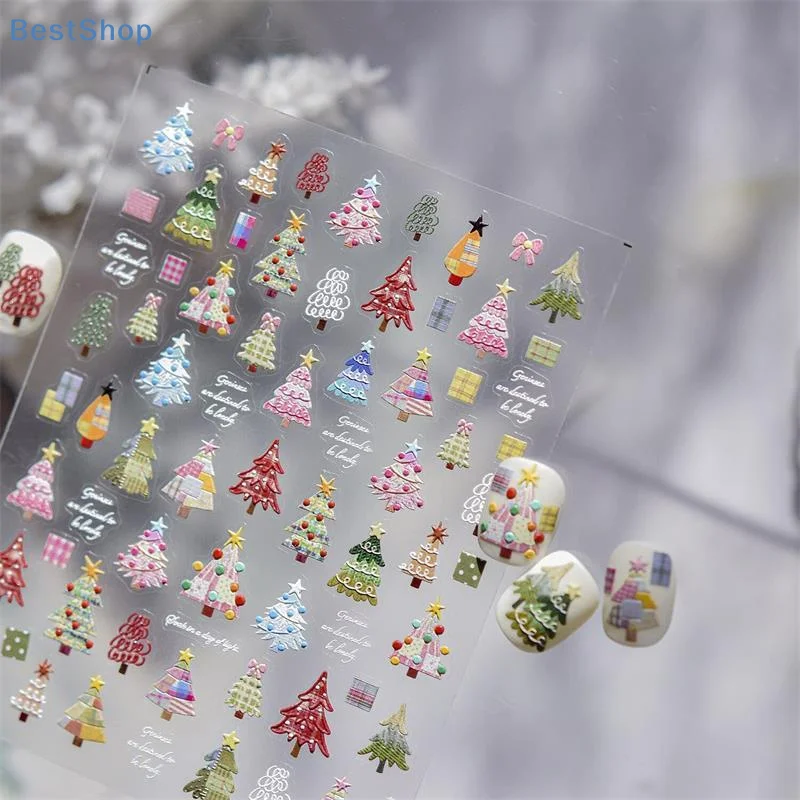 Autocollants pour ongles, arbre de noël, bonhomme de neige, ours, lapin, animaux, femmes élégantes, cœur flamant, bricolage, Nail Art, décalcomanies de manucure