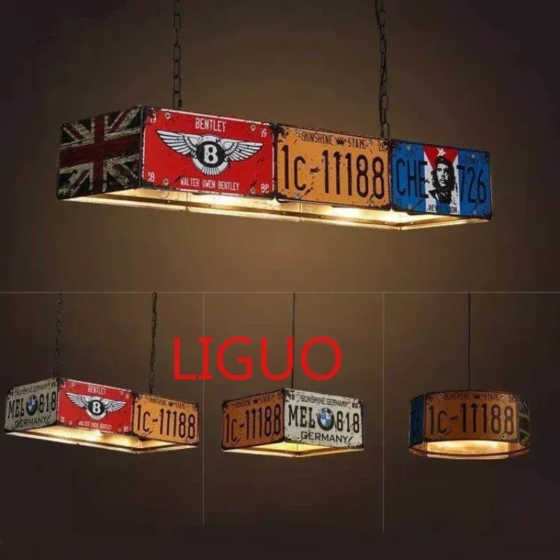 LOFT License Plate Industrial Iron Pendant Lamp Light Vintage E27 Led Hanglamp For Dinning Room Kitchen Bar Luminaire Home Decor