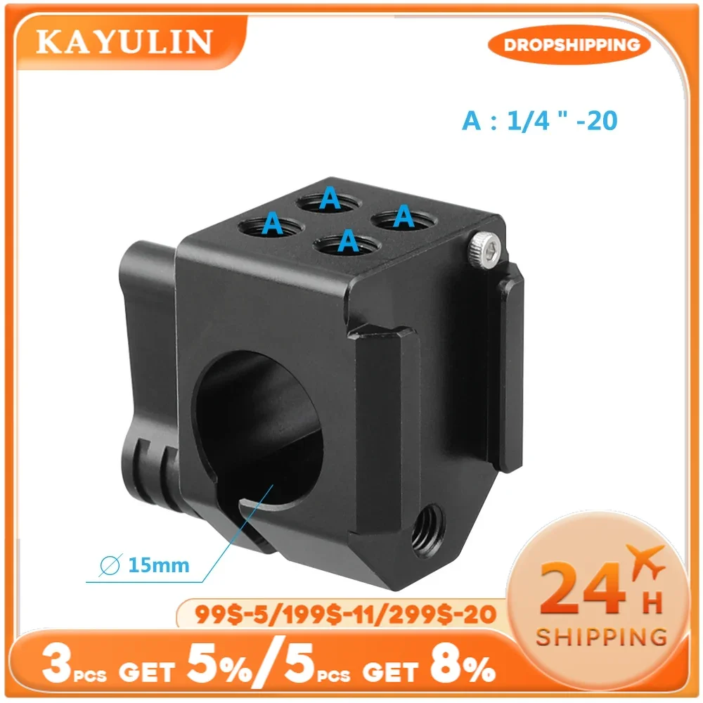 Kayulin new design Cold Shoe Rod Clamp Black Wingnut for DSLR 15mm rail system