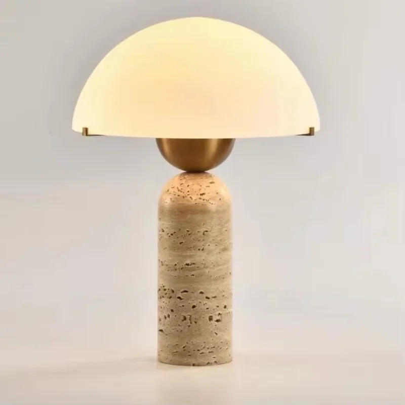 Nordic Retro Natural Travertine Table Lamp Glass American Style Designer for Living Room Coffee Tables Study Bedside Bedroom