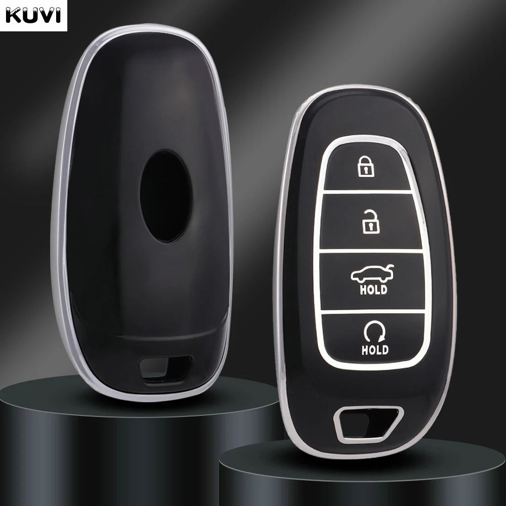 Fashion TPU Car Key Case Cover Shell Fob For Hyundai Tucson Solaris Sonata Hybrid NEXO NX4 Santafe dn8 4 Buttons 2020 2021 2022