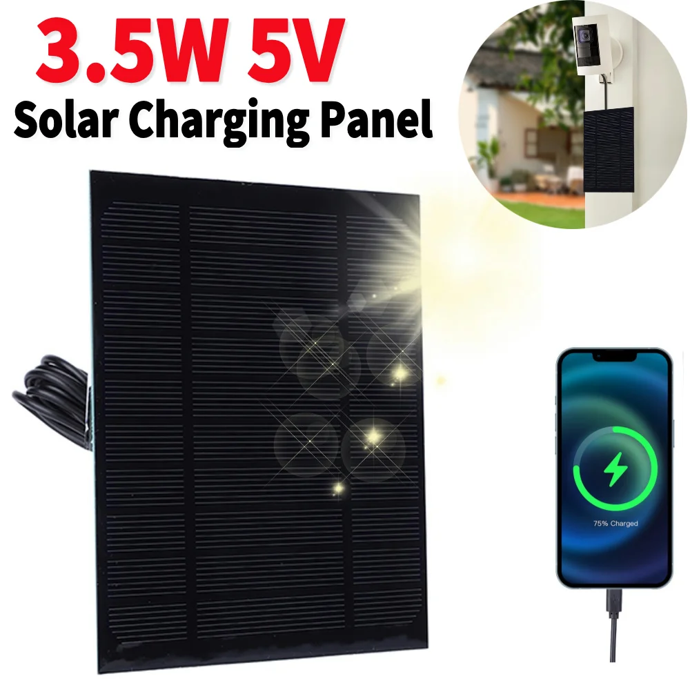 3.5W 5V Solar Panel Micro USB/Type-C/DC5521 Port Outdoor Portable Solar Charger Monocrystalline Solarpanel Phone Power Bank