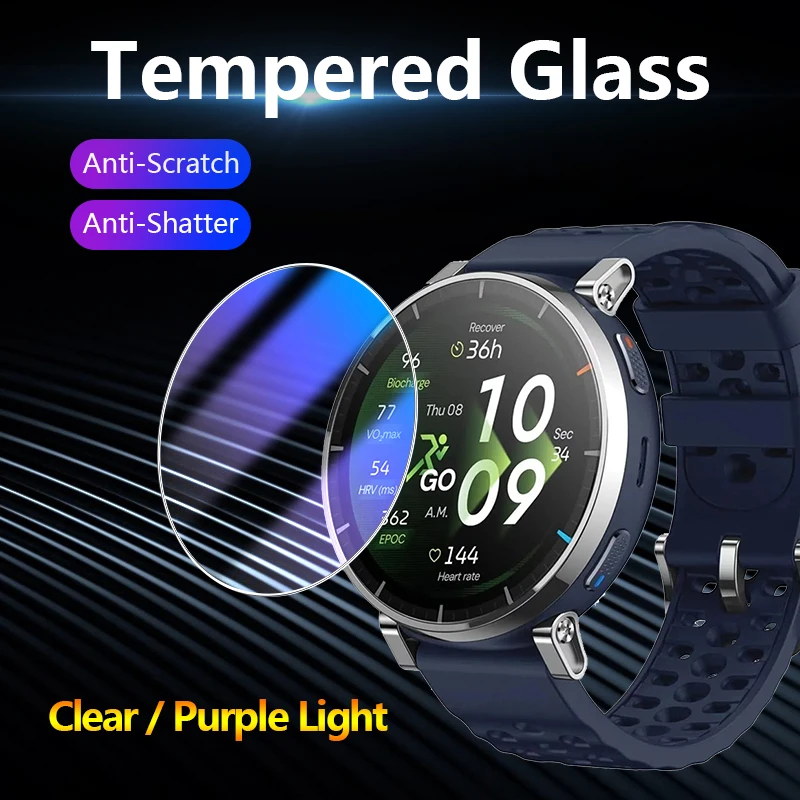 

Защитная пленка из закаленного стекла 2.5D 9H для Amazfit Active 3 Active3 Premium Clear / Anti Purple Light