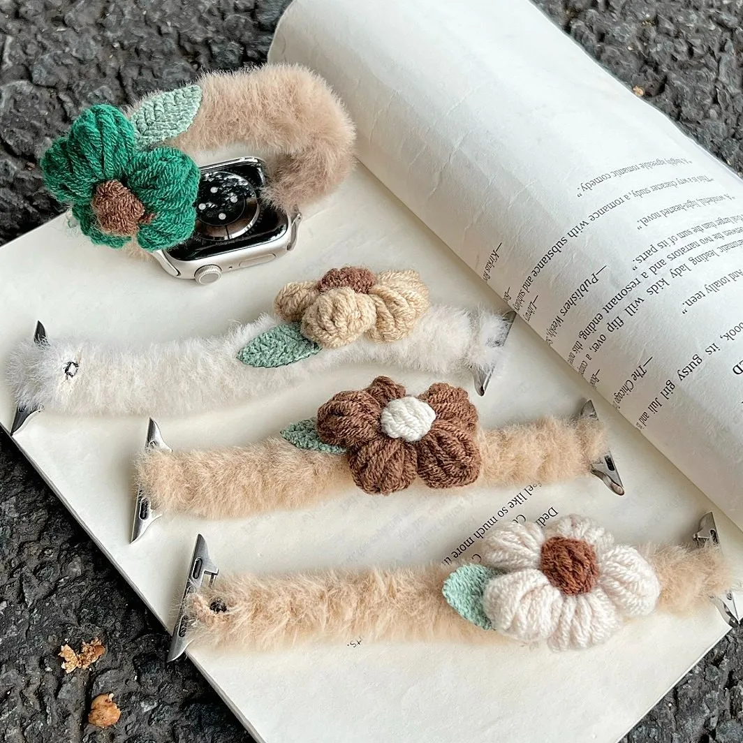 

Plush flower headband compatible with iWatch strap 38mm 40mm 41mm 42mm 44mm 45mm 49mm fashionable strap