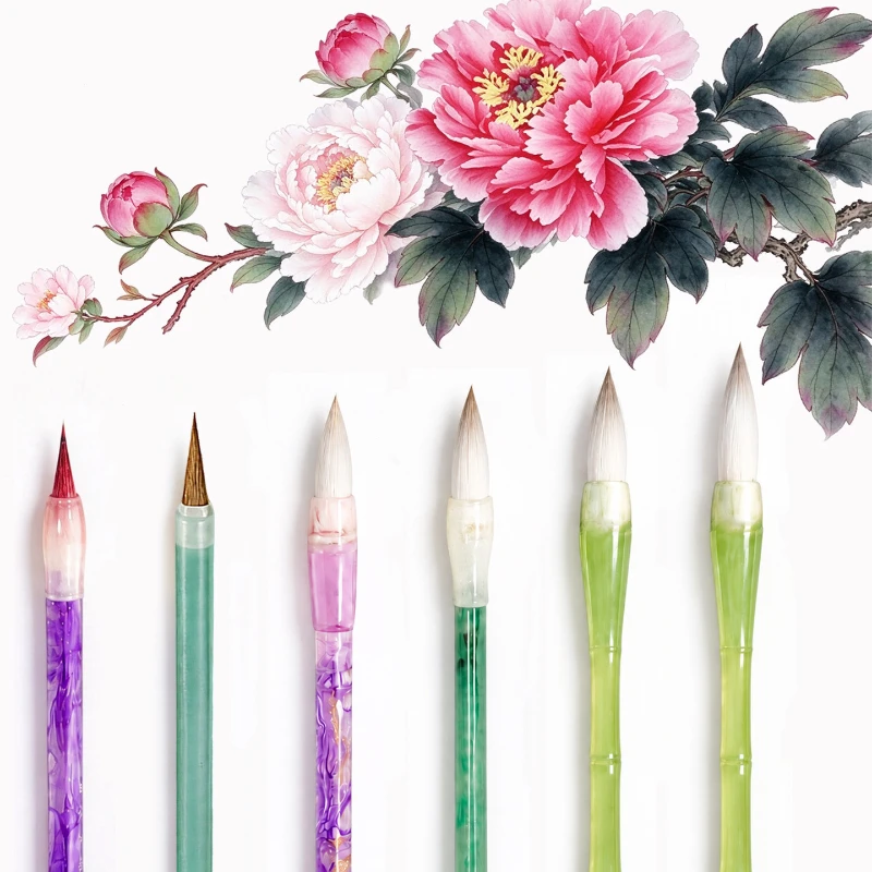 Mixed Hair Chinese Calligraphy Brush Traditional Chinese Painting Brush Freehand Fine Meticulous Painting Watercolor Ink Drawing