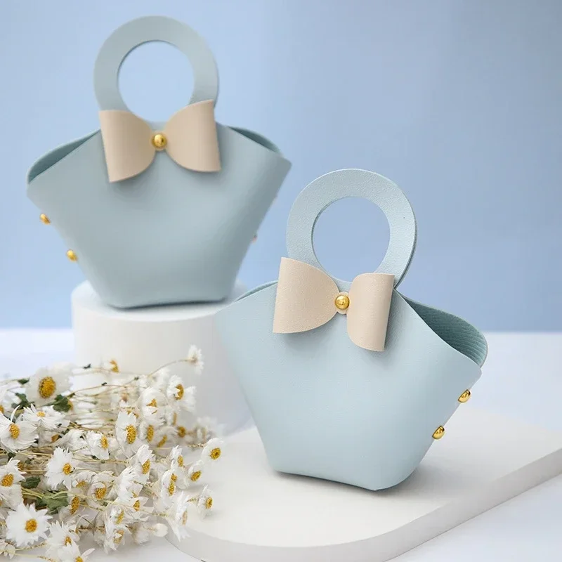 20PCS Leder Geschenk Taschen Bogen Band Verpackung Tasche Hochzeit Gunsten Verteiler Taschen Weihnachten Süßigkeiten Verpackung Box Mini Handtasche – Detail 20