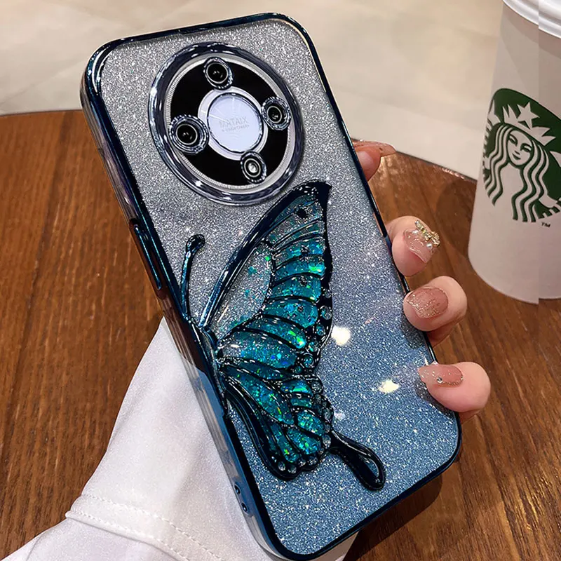 5Lite Case Luxury Quicksand Butterfly Glitter Case For Honor Magic 6 5 4 Lite pro X9a Shockproof Cover For Honor Magic5Lite 5G