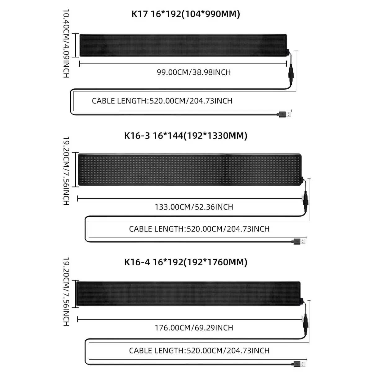 RGB-LED-Auto-Matrix-Pixel-Panel, 104 x 990 mm, LKW-Augen-Schild, Animation, DIY, programmierbare App-Steuerung, flexibles Scroll-Display-Licht